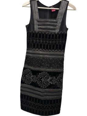 Black and Silver Beaded Embroideredi Tank Dress